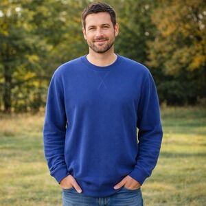 Sunspel Loopback Cotton Sweatshirt Steel Blue Capsule Comfort Preppy S